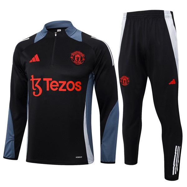 Felpa Allenamento Manchester United 24/25 Nero Grigio 3